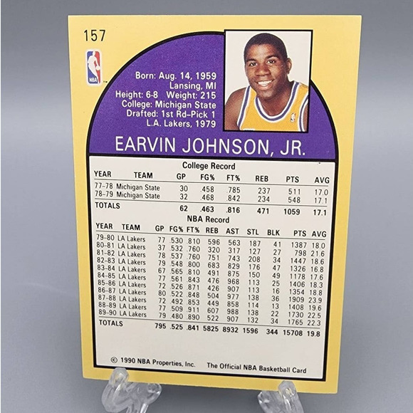 Magic Johnson, Lakers, MVP, NBA 1990 #157 Basketball Card - Picture 2 of 2